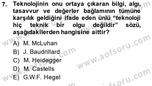 Sosyal Bilimlerde Temel Kavramlar Dersi 2013 - 2014 Yılı (Final) Dönem Sonu Sınav Soruları 7. Soru