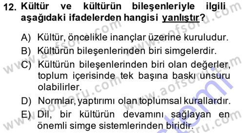 Sosyal Bilimlerde Temel Kavramlar Dersi Ara Sınavı Deneme Sınav Soruları 12. Soru