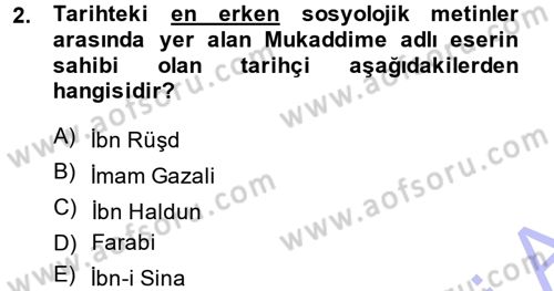 Sosyal Bilimlerde Temel Kavramlar Dersi Ara Sınavı Deneme Sınav Soruları 2. Soru