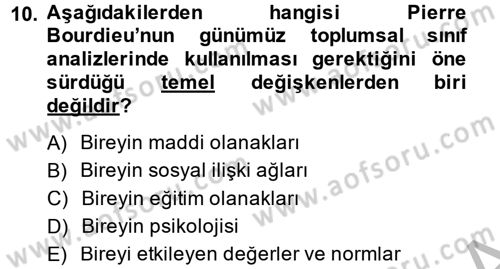 Sosyal Bilimlerde Temel Kavramlar Dersi 2014 - 2015 Yılı (Final) Dönem Sonu Sınav Soruları 10. Soru
