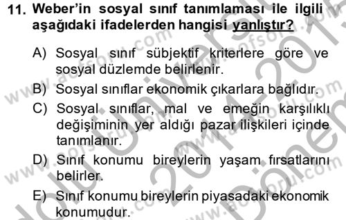 Sosyal Bilimlerde Temel Kavramlar Dersi 2014 - 2015 Yılı (Final) Dönem Sonu Sınav Soruları 11. Soru