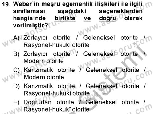Sosyal Bilimlerde Temel Kavramlar Dersi 2014 - 2015 Yılı (Final) Dönem Sonu Sınav Soruları 19. Soru