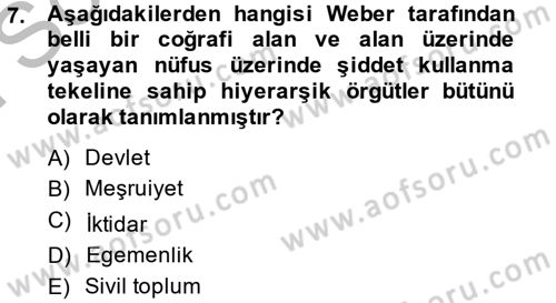 Sosyal Bilimlerde Temel Kavramlar Dersi 2014 - 2015 Yılı (Final) Dönem Sonu Sınav Soruları 7. Soru