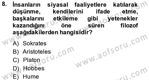 Sosyal Bilimlerde Temel Kavramlar Dersi 2014 - 2015 Yılı (Final) Dönem Sonu Sınav Soruları 8. Soru