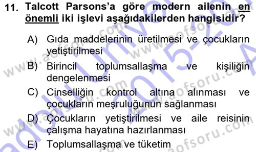 Sosyal Bilimlerde Temel Kavramlar Dersi 2015 - 2016 Yılı (Vize) Ara Sınav Soruları 11. Soru