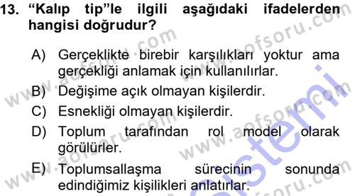 Sosyal Bilimlerde Temel Kavramlar Dersi Ara Sınavı Deneme Sınav Soruları 13. Soru