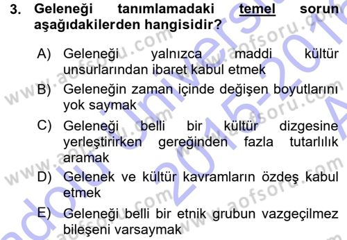 Sosyal Bilimlerde Temel Kavramlar Dersi Ara Sınavı Deneme Sınav Soruları 3. Soru