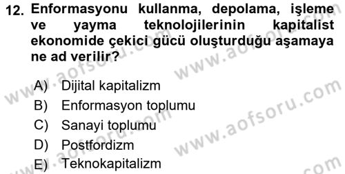 Sosyal Bilimlerde Temel Kavramlar Dersi 2015 - 2016 Yılı (Final) Dönem Sonu Sınav Soruları 12. Soru