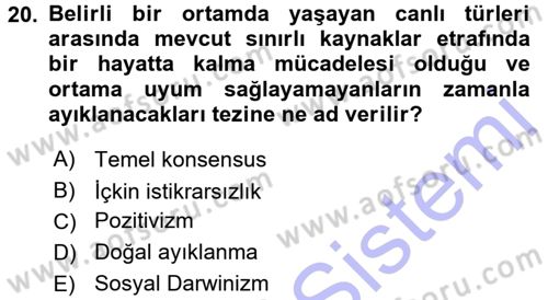 Sosyal Bilimlerde Temel Kavramlar Dersi 2015 - 2016 Yılı (Final) Dönem Sonu Sınav Soruları 20. Soru
