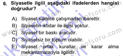 Sosyal Bilimlerde Temel Kavramlar Dersi 2015 - 2016 Yılı (Final) Dönem Sonu Sınav Soruları 6. Soru