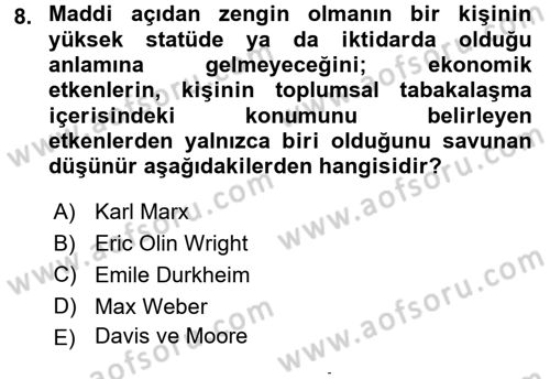 Sosyal Bilimlerde Temel Kavramlar Dersi 2015 - 2016 Yılı (Final) Dönem Sonu Sınav Soruları 8. Soru