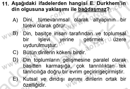 Sosyal Bilimlerde Temel Kavramlar Dersi Ara Sınavı Deneme Sınav Soruları 11. Soru