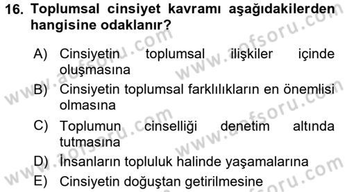 Sosyal Bilimlerde Temel Kavramlar Dersi Ara Sınavı Deneme Sınav Soruları 16. Soru