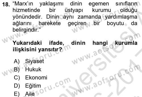 Sosyal Bilimlerde Temel Kavramlar Dersi 2016 - 2017 Yılı (Vize) Ara Sınav Soruları 18. Soru