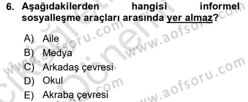 Sosyal Bilimlerde Temel Kavramlar Dersi 2016 - 2017 Yılı (Vize) Ara Sınav Soruları 6. Soru