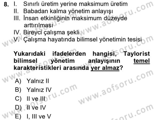 Sosyal Bilimlerde Temel Kavramlar Dersi Ara Sınavı Deneme Sınav Soruları 8. Soru
