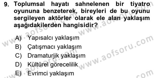 Sosyal Bilimlerde Temel Kavramlar Dersi Ara Sınavı Deneme Sınav Soruları 9. Soru