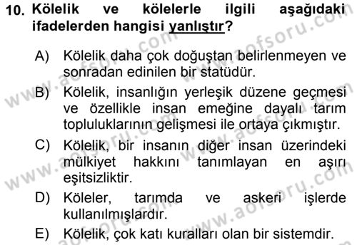 Sosyal Bilimlerde Temel Kavramlar Dersi 2016 - 2017 Yılı (Final) Dönem Sonu Sınav Soruları 10. Soru