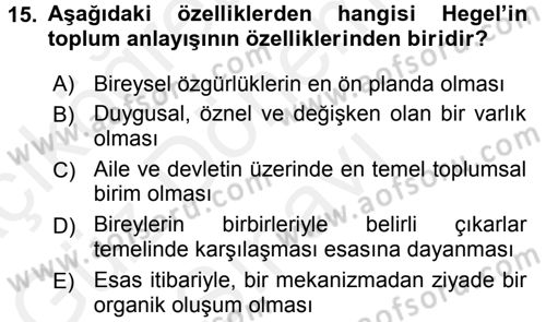 Sosyal Bilimlerde Temel Kavramlar Dersi 2016 - 2017 Yılı (Final) Dönem Sonu Sınav Soruları 15. Soru