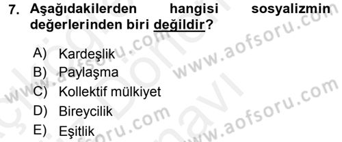 Sosyal Bilimlerde Temel Kavramlar Dersi 2016 - 2017 Yılı (Final) Dönem Sonu Sınav Soruları 7. Soru