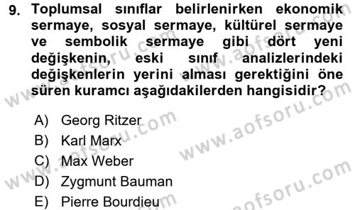 Sosyal Bilimlerde Temel Kavramlar Dersi 2016 - 2017 Yılı (Final) Dönem Sonu Sınav Soruları 9. Soru