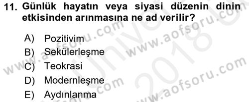 Sosyal Bilimlerde Temel Kavramlar Dersi 2017 - 2018 Yılı 3 Ders Sınav Soruları 11. Soru