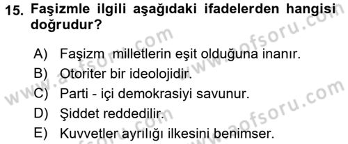Sosyal Bilimlerde Temel Kavramlar Dersi 2017 - 2018 Yılı 3 Ders Sınav Soruları 15. Soru