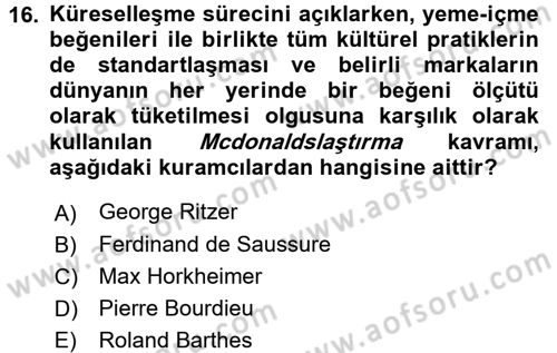 Sosyal Bilimlerde Temel Kavramlar Dersi 2017 - 2018 Yılı 3 Ders Sınav Soruları 16. Soru