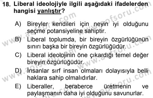 Sosyal Bilimlerde Temel Kavramlar Dersi 2017 - 2018 Yılı 3 Ders Sınav Soruları 18. Soru