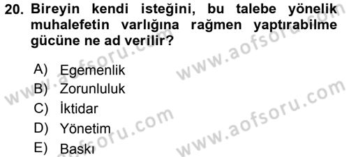 Sosyal Bilimlerde Temel Kavramlar Dersi 2017 - 2018 Yılı 3 Ders Sınav Soruları 20. Soru