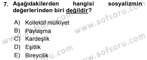 Sosyal Bilimlerde Temel Kavramlar Dersi 2017 - 2018 Yılı 3 Ders Sınav Soruları 7. Soru