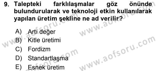 Sosyal Bilimlerde Temel Kavramlar Dersi 2017 - 2018 Yılı 3 Ders Sınav Soruları 9. Soru