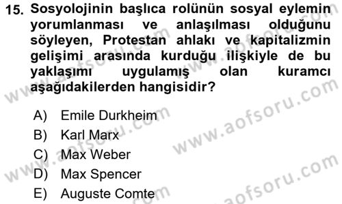 Sosyal Bilimlerde Temel Kavramlar Dersi Ara Sınavı Deneme Sınav Soruları 15. Soru