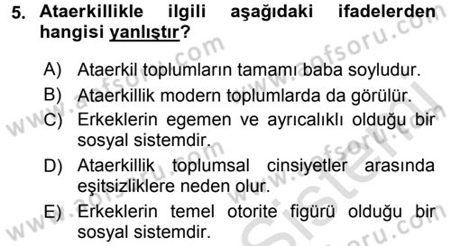Sosyal Bilimlerde Temel Kavramlar Dersi Ara Sınavı Deneme Sınav Soruları 5. Soru
