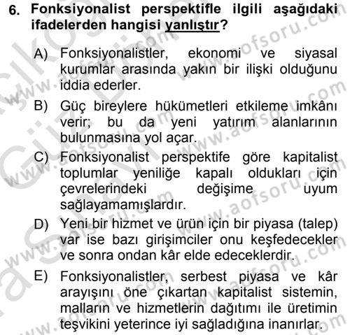 Sosyal Bilimlerde Temel Kavramlar Dersi 2017 - 2018 Yılı (Vize) Ara Sınav Soruları 6. Soru