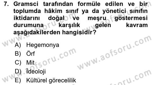 Sosyal Bilimlerde Temel Kavramlar Dersi 2017 - 2018 Yılı (Vize) Ara Sınav Soruları 7. Soru
