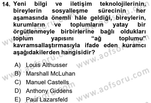 Sosyal Bilimlerde Temel Kavramlar Dersi 2017 - 2018 Yılı (Final) Dönem Sonu Sınav Soruları 14. Soru