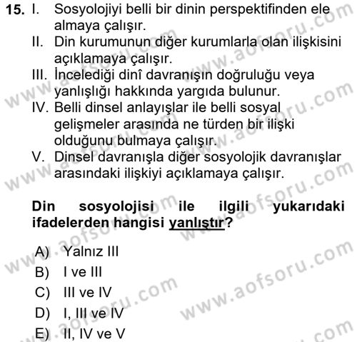 Sosyal Bilimlerde Temel Kavramlar Dersi 2017 - 2018 Yılı (Final) Dönem Sonu Sınav Soruları 15. Soru