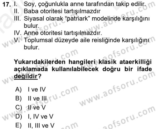 Sosyal Bilimlerde Temel Kavramlar Dersi 2017 - 2018 Yılı (Final) Dönem Sonu Sınav Soruları 17. Soru