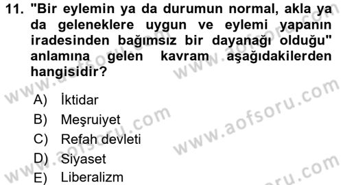 Sosyal Bilimlerde Temel Kavramlar Dersi 2018 - 2019 Yılı 3 Ders Sınav Soruları 11. Soru