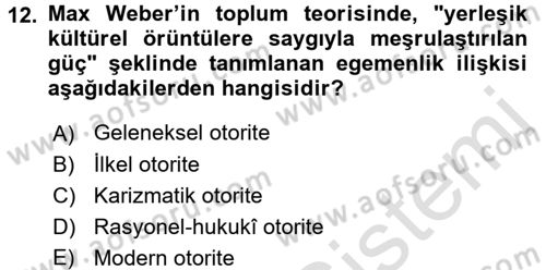 Sosyal Bilimlerde Temel Kavramlar Dersi 2018 - 2019 Yılı 3 Ders Sınav Soruları 12. Soru