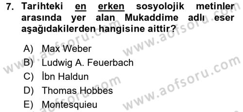 Sosyal Bilimlerde Temel Kavramlar Dersi 2018 - 2019 Yılı 3 Ders Sınav Soruları 7. Soru