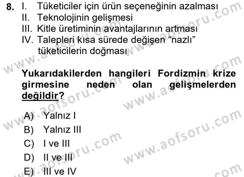 Sosyal Bilimlerde Temel Kavramlar Dersi 2018 - 2019 Yılı 3 Ders Sınav Soruları 8. Soru