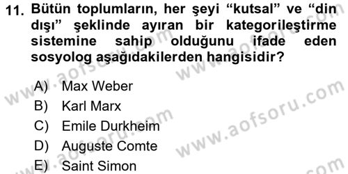 Sosyal Bilimlerde Temel Kavramlar Dersi 2018 - 2019 Yılı (Vize) Ara Sınav Soruları 11. Soru