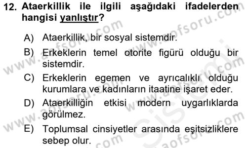 Sosyal Bilimlerde Temel Kavramlar Dersi 2018 - 2019 Yılı (Vize) Ara Sınav Soruları 12. Soru