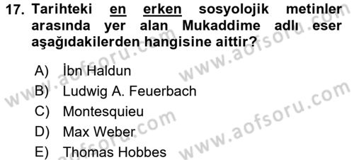 Sosyal Bilimlerde Temel Kavramlar Dersi 2018 - 2019 Yılı (Vize) Ara Sınav Soruları 17. Soru