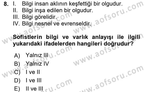 Sosyal Bilimlerde Temel Kavramlar Dersi 2018 - 2019 Yılı (Vize) Ara Sınav Soruları 8. Soru