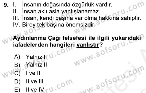 Sosyal Bilimlerde Temel Kavramlar Dersi Ara Sınavı Deneme Sınav Soruları 9. Soru
