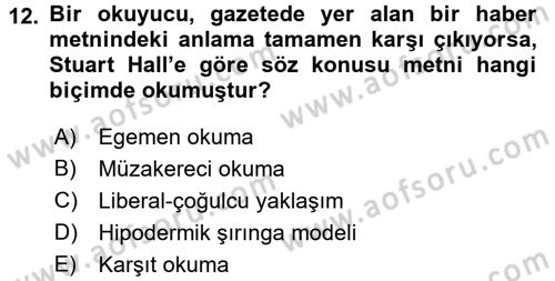 Sosyal Bilimlerde Temel Kavramlar Dersi 2018 - 2019 Yılı (Final) Dönem Sonu Sınav Soruları 12. Soru