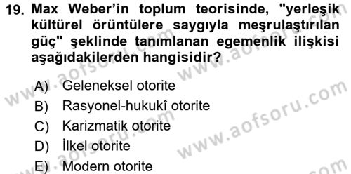 Sosyal Bilimlerde Temel Kavramlar Dersi 2018 - 2019 Yılı (Final) Dönem Sonu Sınav Soruları 19. Soru